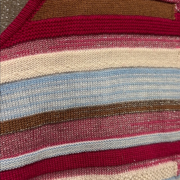 St John Wool magenta pink with stripes sweater vest size Medium - Picture 5 of 10
